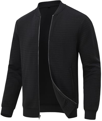 Huayuzh Mens Lightweight Jackets Bomber Smart Jacket Casual Windbreaker Hiking Walking Baseball Outdoor with Zip Pockets