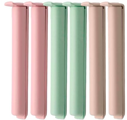 CABLEPELADO - Pack 6 Pinzas Cierra Bolsas de 10,5 cm en Colores Pastel – Cierre Hermético para Alimentos, Snacks, Pan y Verduras – Reutilizables y Resistentes