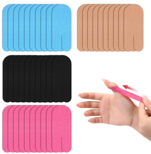 40 Pezzi Nastro per Pollice da Bowling, Tape Sportivo con Adesivo, Nastr per Dita da Bowling Pre-tagliato, Nasto per Allenamento con i Pes, Natro Elastico da Bowlng (Nero/Blu/Rosa/Cachi)