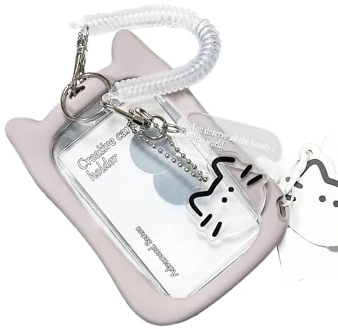 Porte-cartes photo oreilles de chat - Porte-clés transparent - Housse de protection pour cartes de bus - Joli étui pour cartes de bus - Pendentif pour carte de crédit