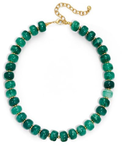 LILIE&WHITE Green Resin Beaded Necklaces for Women Fashionable chunky Boho Beaded Necklace Chic Statement Necklace Jewelry Gift