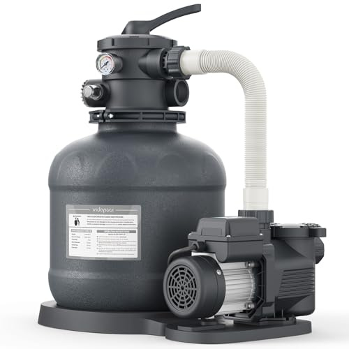 Vidapool Sand Filter Pump for Above Ground Pool, Pool Pumps Above Ground with Timer, Pool Sand Filter with 6-Way Valve, Efficient Filtration, 15in, Up to 15,000 Gallons