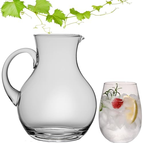IMPERIAL Glaskaraff set – glaskaraff med glas Havanna Crystalline glas – handgjord karaff 2 l med 6 dricksglas 570 ml