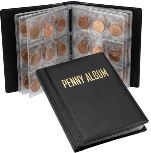 YFHUVB Coin Book, Pressed Penny Collector Book, Coin Collection Album and Coin Holder for UK Coins, Holds 108 Coin Collectors Album, Penny Storage Solution with Secure Coins Display