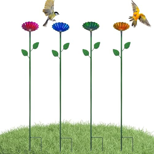 Estación de riego de Abejas, 4pcs baño de Abejas para jardín, alimentador de Agua de abejo de Metal con diseño de Flores, Colorido Cuenco de baño de Mariposas para decoración de jardín al Aire Libre