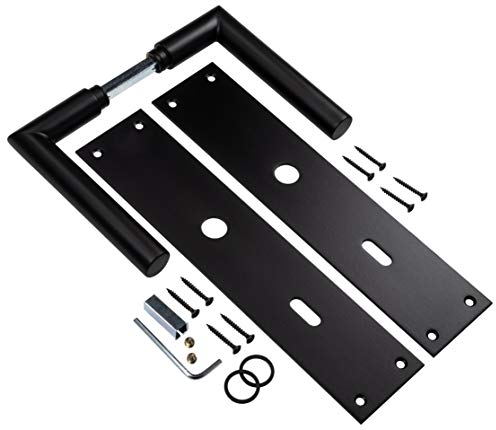 Gedotec Drückergarnitur Zimmertür Türbeschlag Edelstahl - Orlando | Türgriff schwarz matt | Tür-Schild BB - Buntbart | DIN-Norm - Deutschland | 1 Paar - Renovier-Beschlag mit Befestigungsmaterial