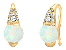 Elli PREMIUM Ohrringe Damen Edel Vintage mit synthetischem Opal und Kristallen aus 925 Sterling Silber