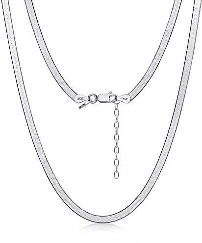 Amberta Kvinnor 925 Sterling Silver Platt Orm Kedja