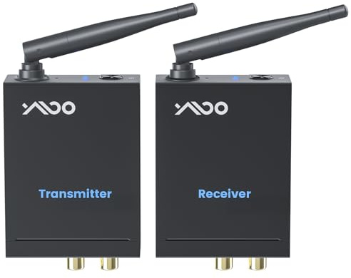 YMOO Trasmettitore Ricevitore Audio Wireless per TV, 2,4GHz Adattatore Bluetooth per Subwoofer, 100m, Jack da 3,5 mm e RCA, Bassa Latenza per Musica da PC a Hifi Stereo/Casse Attivo/CD