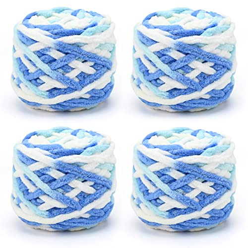 TSLBW Hilo de lana para tejer 4 x 100 g Hilo de tejer para ganchillo, hilo suave y grueso para proyectos de hilo Hacer bolas de felpa Bolsos hechos a mano Suéteres Zapatos Sombreros Mantas Bufandas
