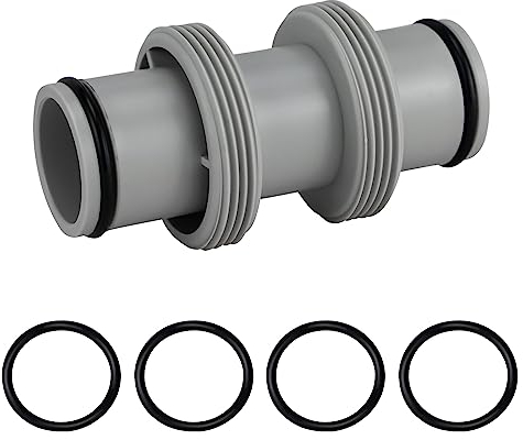 Zueyen prolunga Connettore per tubo flessibile per piscina, in Gomma, da 38 mm, adattatore Intex Bestway Coleman, Grigio