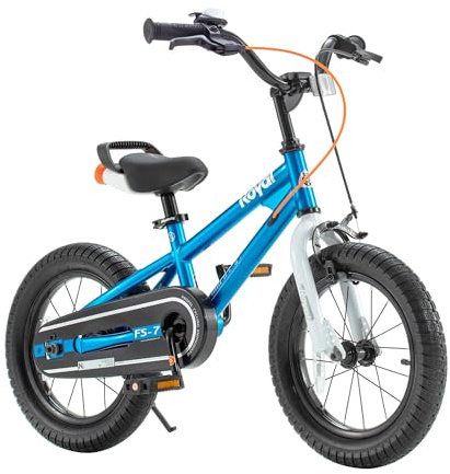 RoyalBaby Freestyle 7 Kids Bike Toddlers 16 Inch Wheel Dual Handbrakes Bicycle Beginners Boys Girls Ages 4-7 Years, Kickstand and Water Bottle Included, Blue