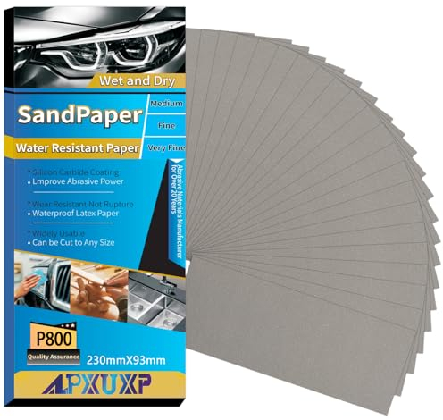 Papel De Lija, 30 Pieza 800 Grano,Papel de lija húmedo y seco, Para La Industria Automotriz de Lijar, molienda de metales，Muebles de Madera de Acabado