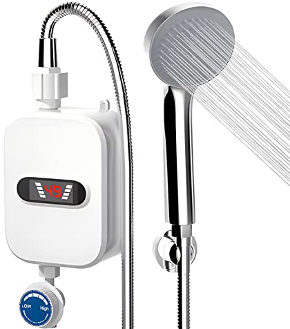 Evember Agua Caliente Ducha 3.5kw Agua Eléctrico Sin Tanque para Ducha Agua Caliente Instantanea Agua Caliente Instantáneo 220 V Ducha Electrica 220v con Pantalla LED Calentador De Agua Electrico