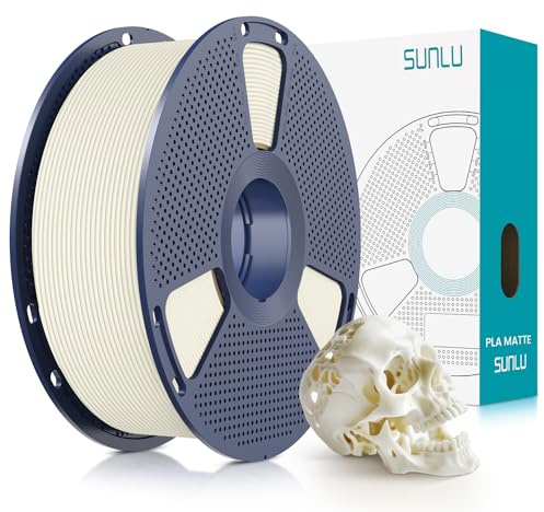 SUNLU 1KG PLA Matte 3D Printer Filament 1.75mm, Matte Bone White