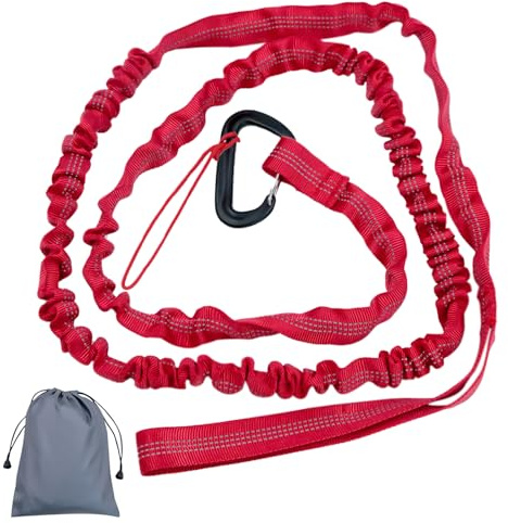 Mritrit Mountain Bike Tow Rope 1.7-3m Retractable Bicycle Tow Rope Bicycle Tows Ropes Belt Strap for E-Bikes Road Bikes Family Outings Cycling (Red)