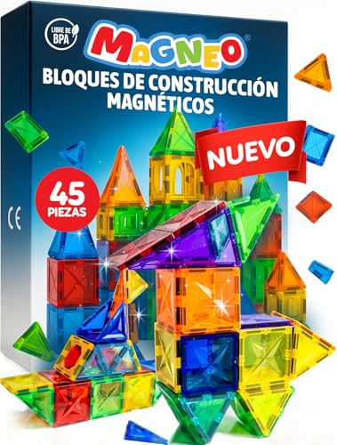 Blocchi magnetici (45 pezzi) – Blocchi magnetici per bambini a partire dai 3 anni – Giocattolo magnetico educativo – Gioco magnetico creativo con potenti magneti – Idea regalo