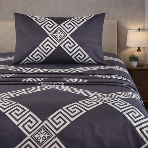 Meteorwi Home - Juego de Sábanas para Cama de 90 cm, 3 Piezas de Microfibra Suave y Transpirable con Sábana Bajera Ajustable, Encimera y Funda de Almohada. (X-Mo1, Cama 90)