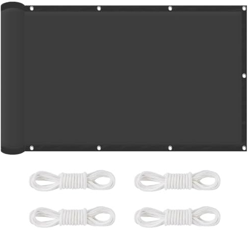 Vela Ombreggiante 125 x 195 cm Impermeabile, Protezione UV Al 98%, Antistrappo, Protezione Solare, Leggera e Resistente, Tenda a Vela Parasole per Giardino, Pergola, Grigio Scuro