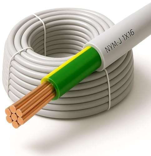XMediasat NYM-J Kabel Erdungsleitung/Erdungskabel/Potentialausgleich (NYM-J, 1 x 16 mm², grau, 12 Meter)