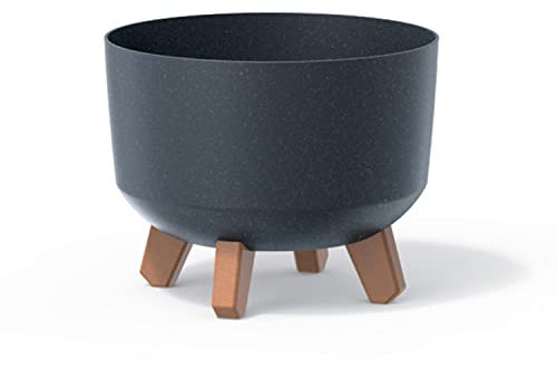 Pot de fleurs bas 5,1L avec pieds amovibles et insert 235 mm, Eco Anthracite
