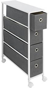 Maximex Scaffale per nicchia con 4 cassetti extra profondi e 4 ruote scorrevoli, in metallo, 20 x 58 x 79 cm, bianco