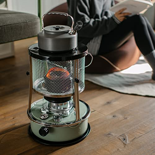 Poele A Petrole D'intérieur,Chauffage à pétrole Chauffage Mobile sans Électricité À L'intérieur,avec 2 mèche de rechange,pour jusqu'à 18 m² (Vert)