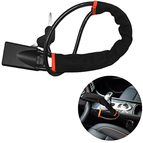 RUNZE Bloqueo universal para volante de coche, dispositivo antirrobo, bloqueo de cinturón de seguridad con 2 llaves para automóvil, camión, SUV, furgoneta (negro)