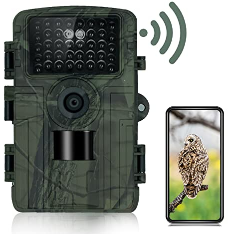 DuzLink Wildkamera 32MP 1080P WLAN Wildkamera, IP66 Wasserdicht WiFi Wildtierkamera mit 27mInfrarot Nachtsicht Bewegungsmelder, 0,2s Schnelle Trigger Jagdkamera