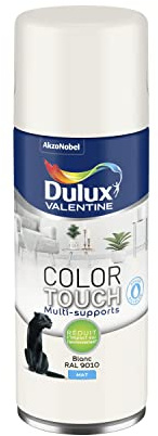 Dulux Valentine Peinture Intérieure et Extérieure Aérosol Color Touch - Pour bois, plastique, PVC, carton, papier - Blanc Mat - 400ml