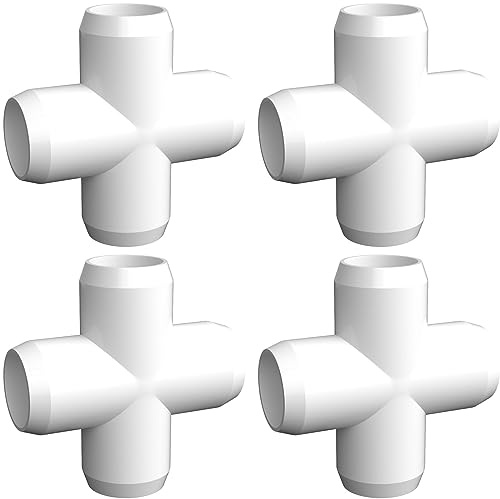letsFix 4 Way Cross PVC Fittings 1-1/4 Inch (4-Pack), Furniture-Grade, Heavy-Duty Pipe Connectors for Plumbing, DIY Projects, and Home Furniture Assembly, Compatible with 1-1/4 Schedule 40 PVC Pipes‌