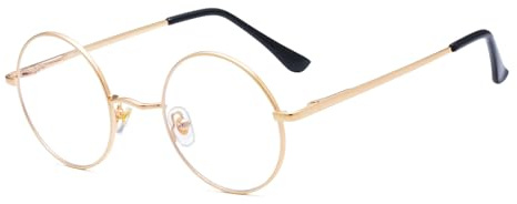 LJCZKA Runde Blaulichtfilter Brille Damen Herren, Runde Brille Ohne Stärke Metallgestell für PC, Handy, Fernseher, Anti Müdigkeit