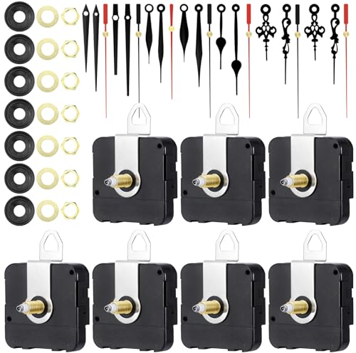 RAINPOP Uhrwerk für Wanduhr 7 Stücke Uhrwerke mit 7 Satz Zeiger Hoch Drehmoment Langer Und Kurzer Welle Quarz Lautlos Uhrwerk für Bewegung Ersatz Batteriebetrieben, Uhrwerk Wanduhr Reperatur Teile