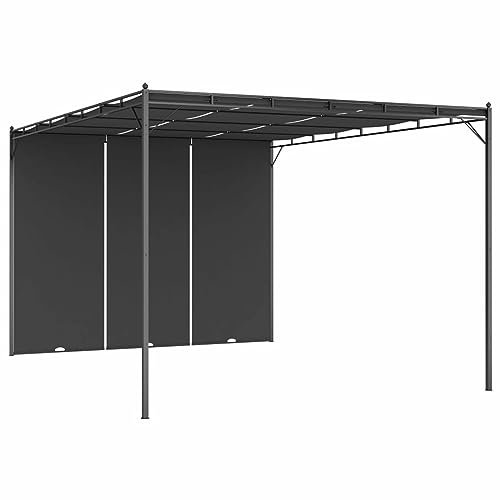 Gecheer Cenador de jardín con carpa lateral, 4 x 3 x 2,25 m, color antracita, carpa de exterior, pabellón de jardín, tienda para fiestas, carpa para barbacoa, cenador pérgola de jardín