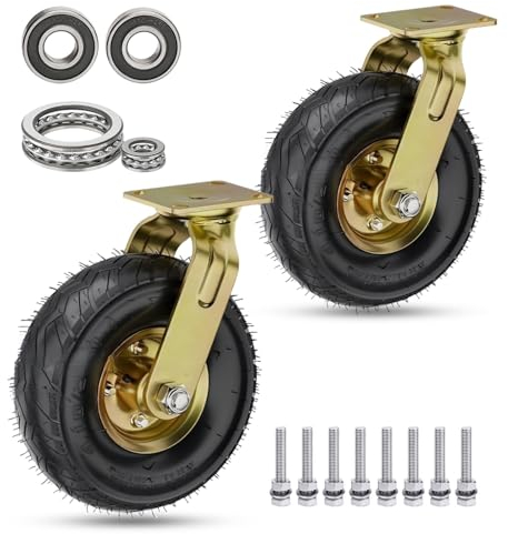 2er-Pack Hochleistungs-Ersatzrollen aus Gummi, 8 bis 10 große, geräuschlose, hochelastische Lenkrollen, Tragkraft 550 lbs, Stoßdämpfung, für Möbel, Heimwerker-Werkbankwagen