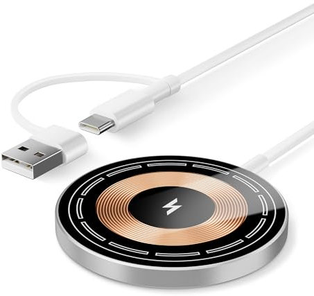 Elebase Chargeur Induction sans Fil avec Adaptateur USB C,15W Wireless Chargeur Magnétique Station de Charge pour iPhone 15 14 13 12 Pro Max,AirPods 2 3,Samsung Galaxy S24 S23 S22,Z Fold Flip 4 5