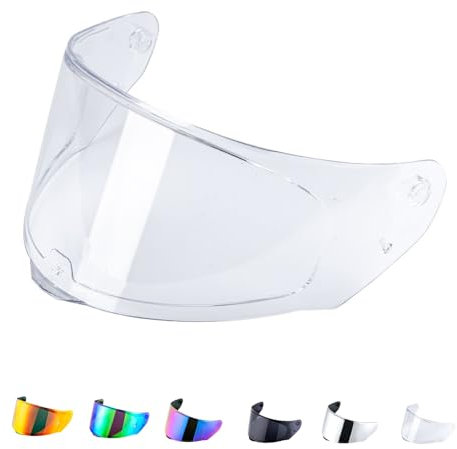 Visiera Casco Moto per Assault/Rapid/Stream,Sostituzione della Visiera della Lente del Casco del Parabrezza del Motociclo per FF800/FF353/FF328 (Trasparente)