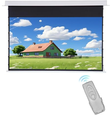 72inch Motorized Projector Screen w/Remote, Ceiling or Wall Mount, 16:9 HD 4K, Gain 3.5 Projector Movie Screen for Home Theater, Office Projection