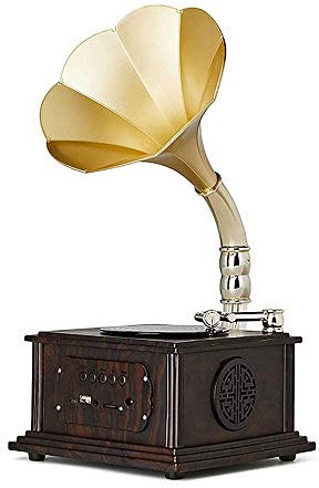 WDWDW Tocadiscos de Madera con Altavoces estéreo, fonógrafo, gramófono, Reproductor de Discos de Vinilo, Sistema de 33/45 RPM, FM, Salida Auxiliar USB, Bluetooth 4.2