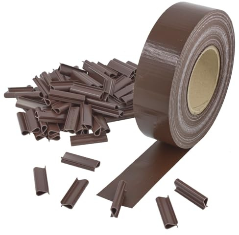 Fascia frangivista in PVC 4.6cm x 50mt Marrone +100clips rete recinzione oscurante privacy giardino UV resistant