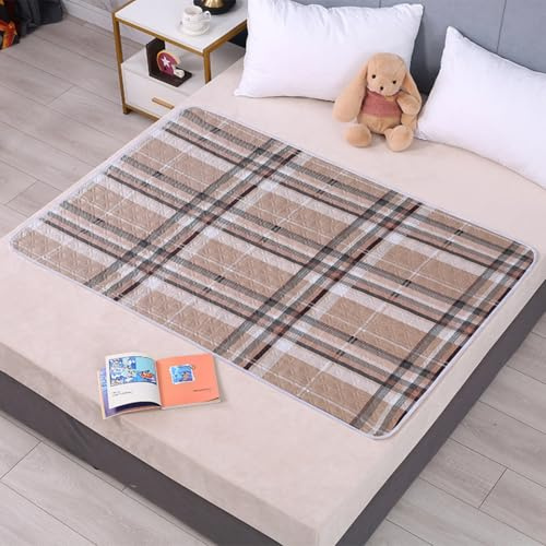 Morbuy Empapadores Cama Lavables Reutilizables para Adultos y Niños Empapadores Cama Impermeable Absorbentes Ideal como salvacamas para Incontinencia, Mayores (115*200cm,Cuadros Caqui)