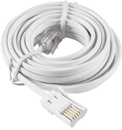 1 Pcs 5-Meter BT to RJ11Cable, Telephone Cable PhoneCable for Landline ADSL Modem Cable, BT Telephone to RJ11Cable for Landline, Router, ADSL Broadband, Fax, Sky Box, Virgin Media (White 6P2C)