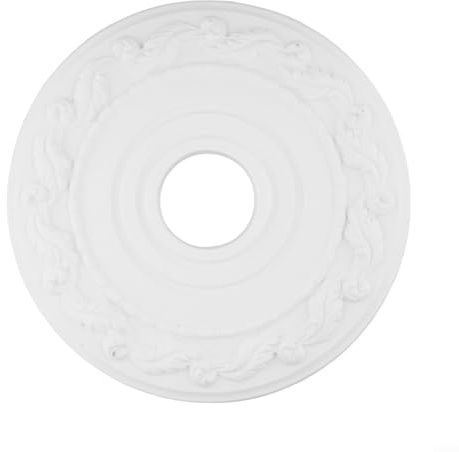 Placa decorativa redonda de poliuretano de 406 mm, diseño de roseta de techo blanca retro para lámpara e instalación de ventiladores, cubierta de moldura ligera de 406 mm para
