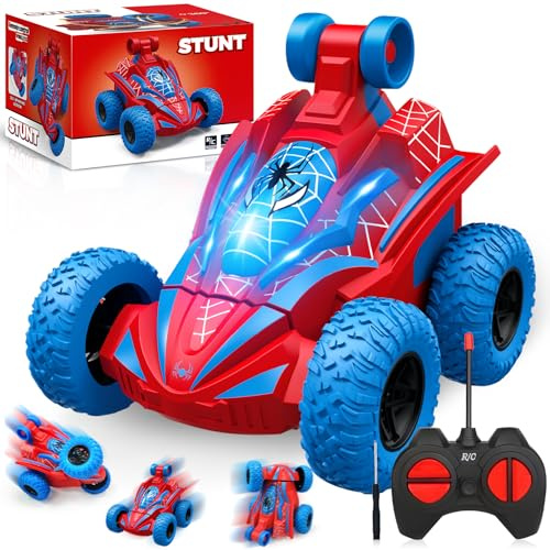 ZQEJEFD Voiture Telecommandé Enfant, 360° Rotation Voiture Télécommandée Monster Truck, Mini RC Stunt Car, Jouet de Cascade RC, Jeux Exterieur Jouet Garçon 3 4 5 6 7 Ans Fille Cadeau Anniversaire Noel