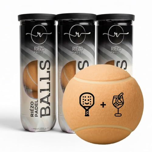 Riezo Smile padelbollar, 9 bollar (3-pack), 45 % ullinnehåll, aprikos orange, begränsad upplaga, padel