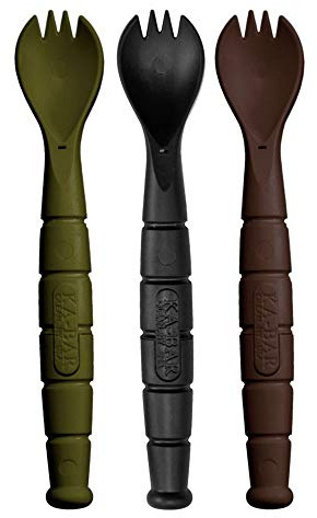 KA-BAR FIELD KIT SPORK/KNIFE - 3 Pac with 1 OD Green - 1 Black - and 1 Dark Brown