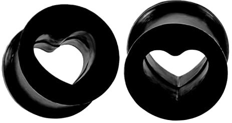 Beydodo Écarteur 18mm, Ecarteur d Oreilles Silicone 2 Pièces Tunnels de Chair Tunnels Flexibles en Forme de Coeur Noir