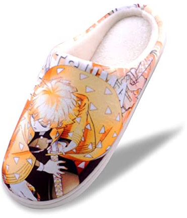 Roffatide Anime Demon Slayer Zapatillas de casa Zapatillas de casa Pantuflas con puntera cerrada Pantuflas ligeras con suela de goma Amarillo 37 1/3-38