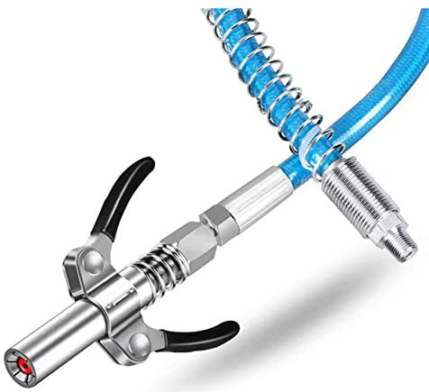 Doumneou Acoplador de Grasa con Boquilla de Grasa de Engranaje de Manguera de 30 Cm Acoplador de Grasa de Liberación 10000PSI Accesorios de Prensa