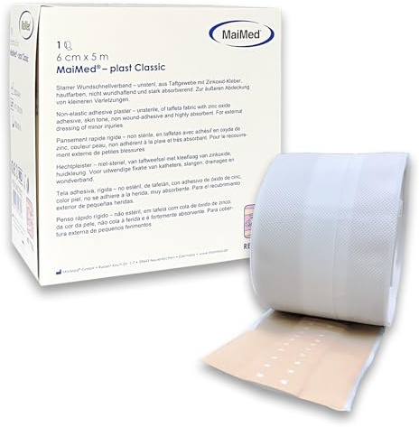 Pflaster Rolle 6cm x 5m Pflaster Box Wundpflaster Heftpflaster - Classic Hautfarben - Starke Klebekraft